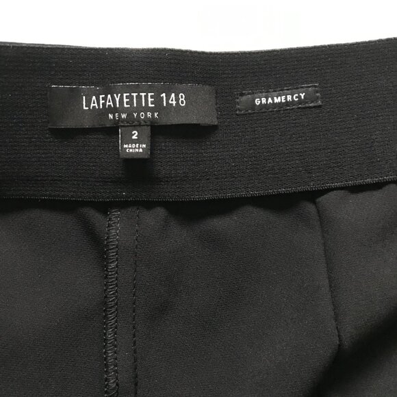 Lafayette 148 NY Gramercy Stretch Pants Womens 2 Black Crop Ankle Side Zip Pleat - Picture 9 of 15